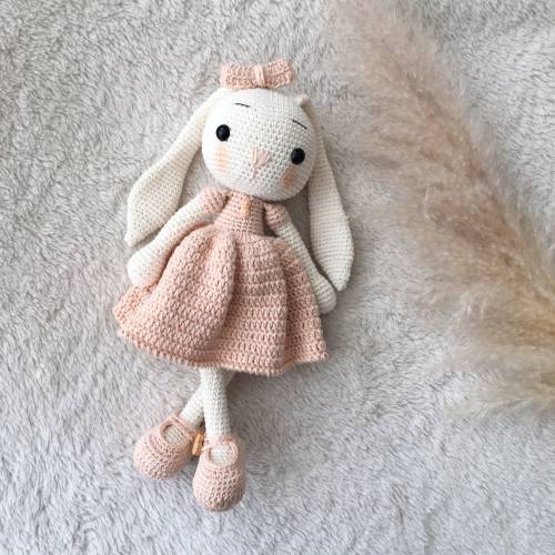 Handmade Crochet Bunny Doll: Organic Cotton Amigurumi Rabbit Toy
