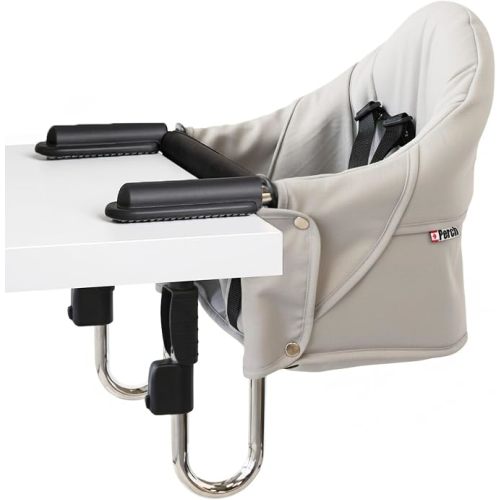 guzzie+Guss Perch Hook On High Chair – Portable Clip On Table Chair for Baby & Toddler | Travel High Chair for Restaurants, Picnics, Camping, Beach, Vacation | Boys & Girls 4M+ | Pearl