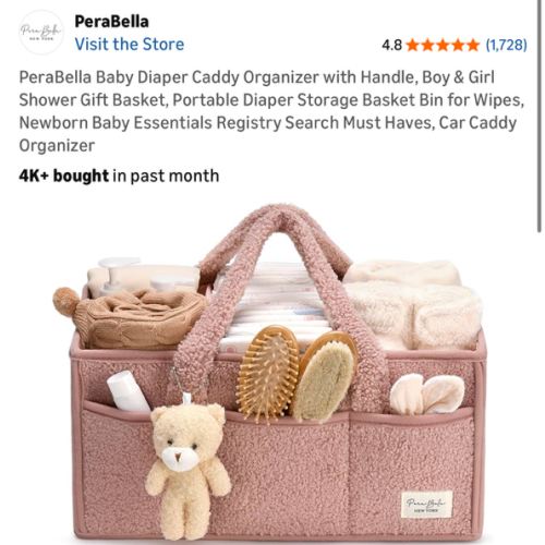 PeraBella Baby Diaper Caddy Organizer with Handle, Boy & Girl Shower Gift Basket, Portable Diaper Storage Basket Bin for Wipes, Newborn Baby Essentials Registry Search Must Haves, Car Caddy Organizer