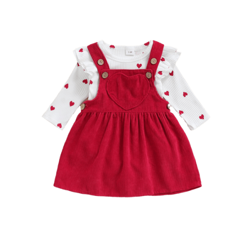 HEART Corduroy Overall Dress - Hazel & Bo