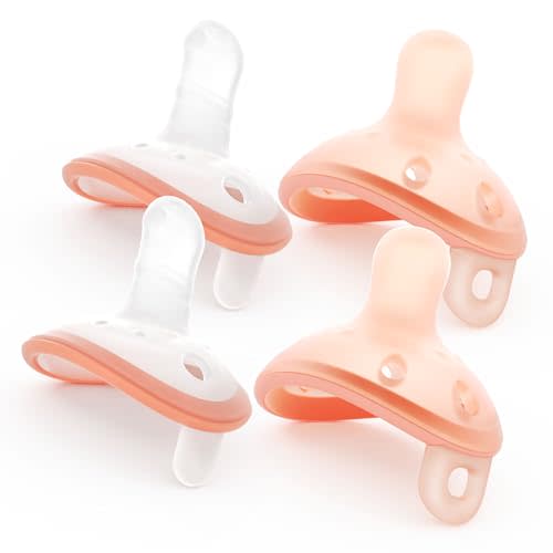 Garkoko Baby Pacifiers 1-6 Months, Lightweight and Breathable, One-Piece Design, BPA-Free Silicone Pacifier for Babies (4pcs)