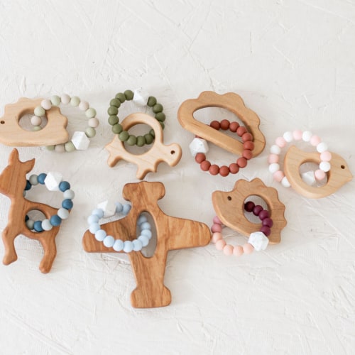 Wooden Teether with Silicone Ring – Simple Steps Market