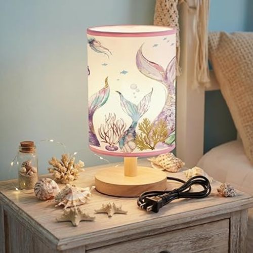 Summer Mermaid Table Lamp 3 Colors Mermaid Room Bedroom Decor Dimmable Lights 9.72 x 5.12 Inch Ocean Night Light Bedside Sea Lamps Decoration for Bedroom Desk Birthday Gifts