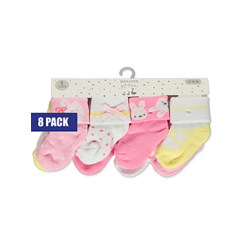 Duck Duck Goose Baby Girls' 8-Pack Cuffed Socks