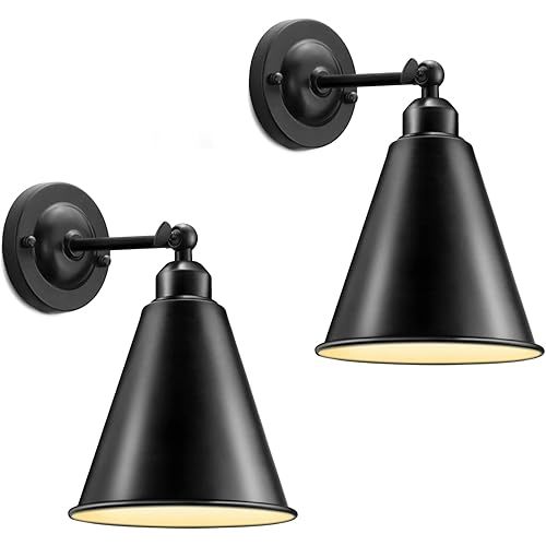 SLYYMY Vintage Wall Sconces, Modern Black Wall Sconce Lighting, Wall Sconces Set of Two, 240 Degree Adjustable Antique Arm Swing Wall Lamp for Bedroom Bathroom Hallway Porch 2PACK