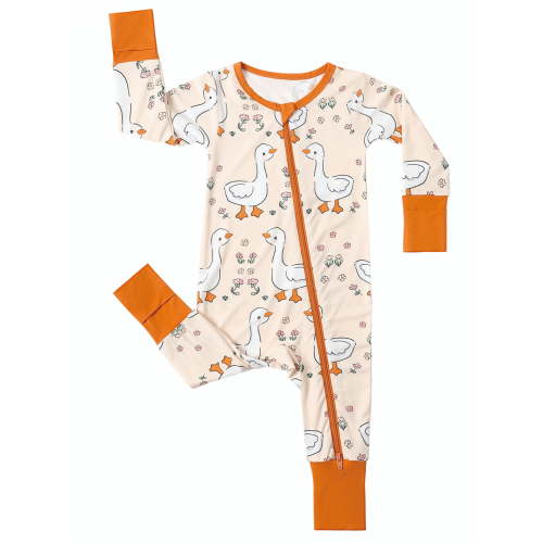 WIBACKER Bamboo Viscose Baby Convertible Footie Pajamas, Sleep and Play Footed Zipper Sleeper for Baby Boys - Duck
