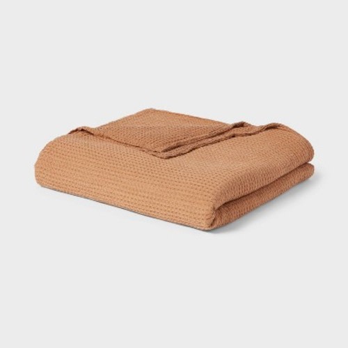 Twin/Twin Extra Long TENCEL® Lyocell Waffle Bed Blanket Brown - Threshold™: OEKO-TEX Certified, Midweight Fabric