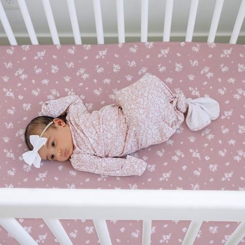 Crib Sheets Neutral - Fitted Baby Crib Sheets Bed for Girl Boy - 2 Pack Standard & Toddler Mattress (Antique Rose) - Buttery Soft Organic Cotton Blend