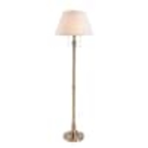 Kenroy Home Spyglass 59.5 in. Antique Brass 2-Light Column Floor Lamp with Off-White Fabric Shade 30438AB