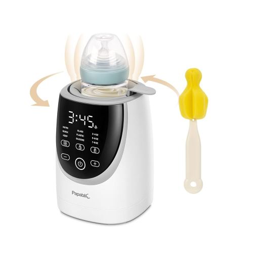 Papablic NutriWarm Swirlable Bottle Warmer with Yellow Baby Bottle Brush,Fast and Even Warming for Breastmilk & Formula, Precise Temperature Control, Easy to Use