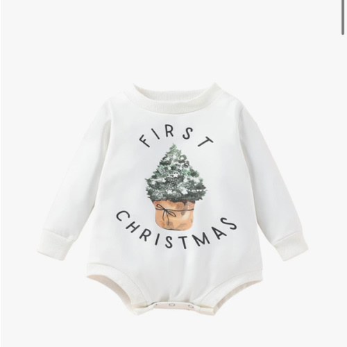 FYBITBO My First Christmas Baby Girl Boy Outfit Sweatshirt Romper Sweater Onesie Long Sleeve Bodysuit Fall Clothes