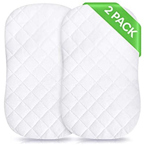 iLuvBamboo 2 Pack Waterproof Bassinet Cover to Fit Hourglass Swivel Sleeper Mattress Pad - Machine & Dryer Friendly - Secure Envelope Design - Silky Soft Bamboo Mattress Protector