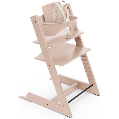 Stokke Tripp Trapp High Chair 2, Serene Pink - Includes Chair + Baby Set with Removable Harness for Children 6-36 Months - Adjustable, Ergonomic & Easy to Clean