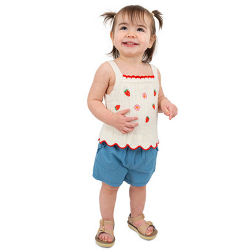 Baby Girls' Embroidered Tank Top and Chambray Shorts, 2-Piece Set