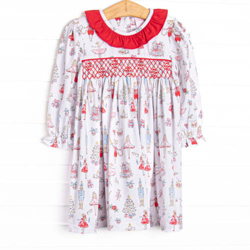 Christmas Tree Tales Smocked Dress, Red – Stitchy Fish