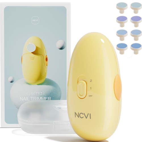 NCVI Baby Nail Trimmer Electric, Safe for Newborn Baby Infant Toddler Kids, Grooming & Manicure Kit (Yellow)