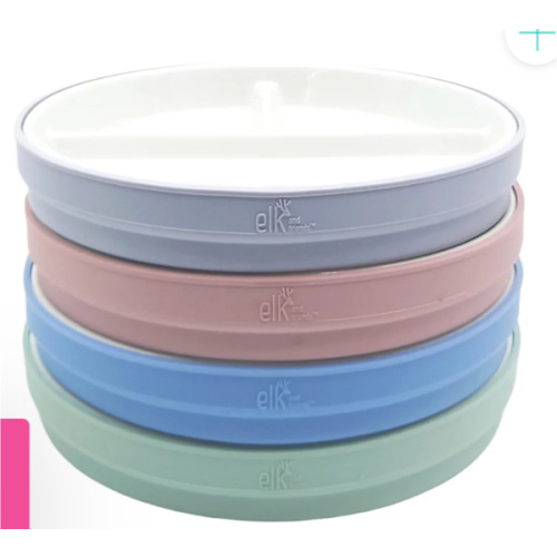 6.7"/16cm Porcelain White Divided Plates with Silicone Sleeves