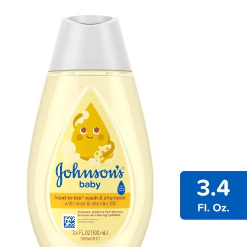 Johnson's Head-To-Toe Gentle Baby Body Wash & Shampoo, Travel Size - 3.4 fl oz: Hypoallergenic, Floral Citrus Scent, Paraben-Free