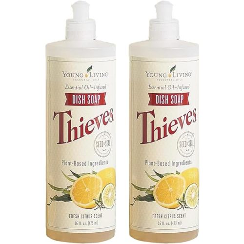 Young Living Thieves Dish Soap | 16 oz | Plant Based Dishwashing Liquid | Formulated with Lemon, Premium Essential Oils, and Water | Gentle on Hands | Ideal for Cleaning Dishes | 2 Pack