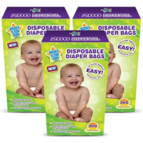 Mighty Clean Baby Disposable Diaper Bags with Light Powder Scent, 600 count