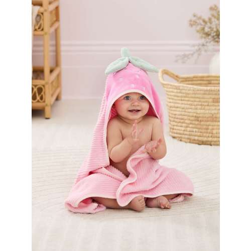 JoJo Maman Bébé Pink Strawberry Character Hooded Towel - Size One