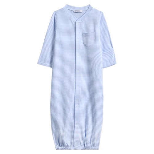 Stripes Convertible Pima Cotton Gown, S (0-3m)