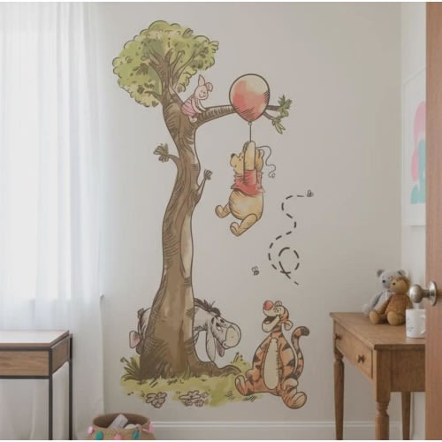Winnie the Pooh Wall Decal Tree Nursery Peel and stick Wall Sticker Woodland Decor 45x80”