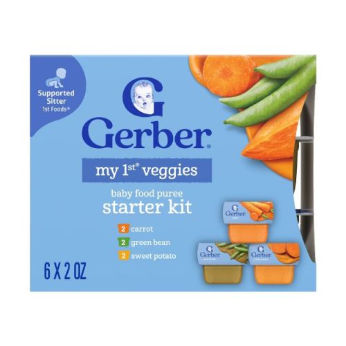 Gerber Baby Food Stage 1 My 1st Veggies Starter Kit Puree Tubs 2oz/6pk