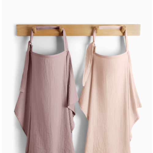 Comfy Cubs Muslin Nursing Cover with Adjustable Neck Strap (2 Pack) - Blush And Mauve, 2