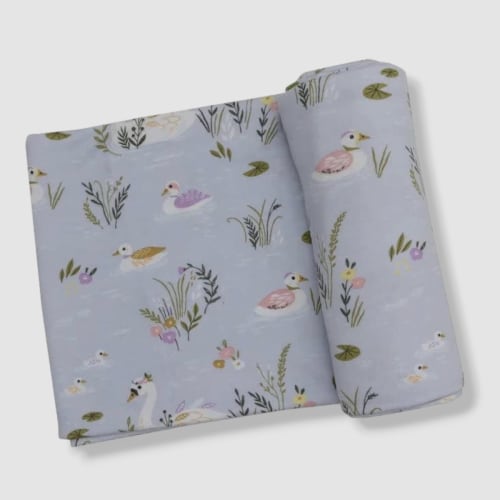 $26 Angel Dear Baby Girl's Purple Riverbank Swans Swaddle Blanket