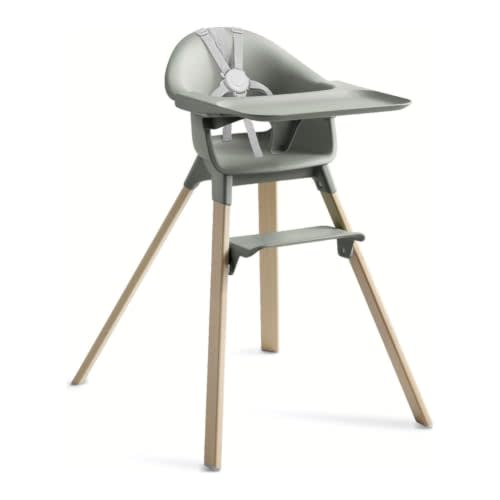 Stokke Clikk High Chair, Includes Tray + Harness, Glacier Green | Ergonomic High Chair with Tray, Tool-Free Assembly in Under a Minute, Lightweight, Portable, Easy to Clean - For 6-36 Months
