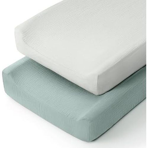 lulumoon Muslin Changing Pad Cover: Baby Diaper Changing Table Pad Cover - Changing Pad Sheets for Girls Boys