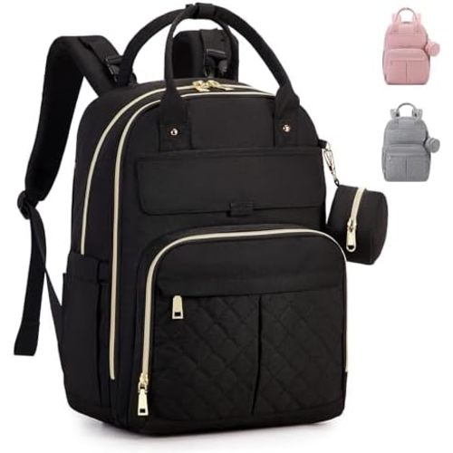 MOONBABY Diaper Bag Backpack, Baby Diaper Bags with Portable Changing Pad and Pacifier Case, Multifunctional Travel Diaper Backpacks, Unisex Baby Bags, Black