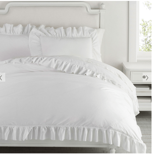 Washed Cotton Ruffle Organic Duvet Cover | Pottery Barn Teen