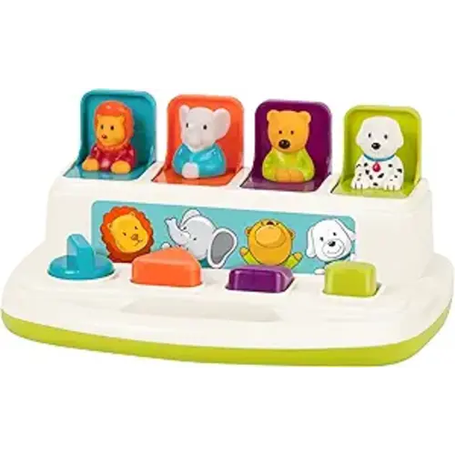 Battat – Cause – and – Effect Toy – Developmental Toy with Buttons & Colors – Color Sorting Animal Toys – for Kids, Toddlers, Babies – 18+ Months – Pop – Up Pals