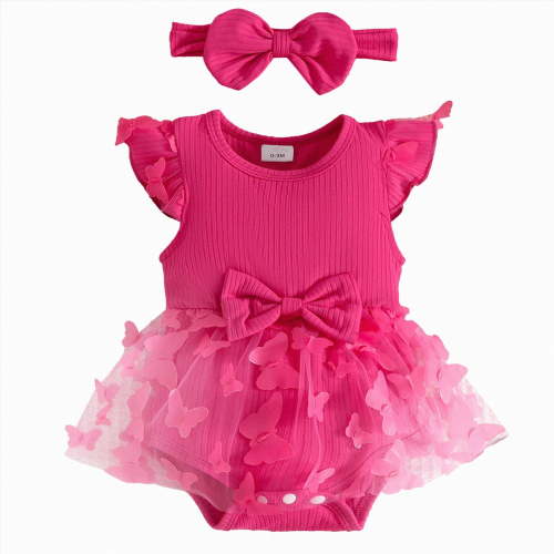 Baby Onesies Girl Baby Girl Tutu Romper Dress Headband 2-Piece Outfit 3 6 12 18 Months