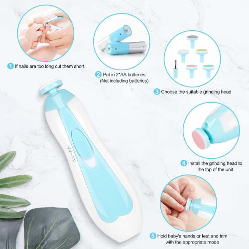 Baby Nail Trimmer Electric-12 in 1 Baby Nail Clippers Safe Baby Nail File Kit with a Nail Clipper, Scissor, Tweezers, and Nail Files