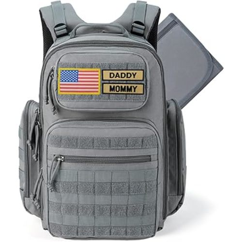 MIRACOL Outdoor Military Diaper Backpack: Dad-Approved Baby Bag with Insulated Pockets & Foldable Changing Mat - Lightweight Essentials for Hiking Camping Outdoor Adventures
