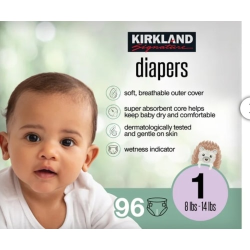 Kirkland Signature Diaper Size 1, 96-count | Costco