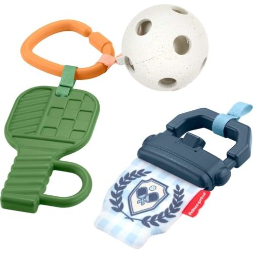 Fisher-Price Baby Toys Mini Me Moments Let’s Play Pickleball Set, 3 Sports-Themed Sensory Activities for Newborns Ages 3+ Months