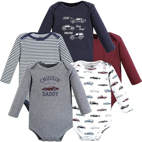 Hudson Baby baby-boys Cotton Long-sleeve Bodysuits 5-pack