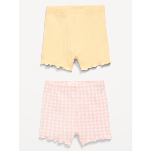 Ribbed Lettuce-Edge Biker Shorts 2-Pack for Baby