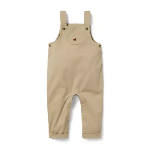 Baby Jack Khaki Baby French Bulldog Twill Overall by Janie and Jack