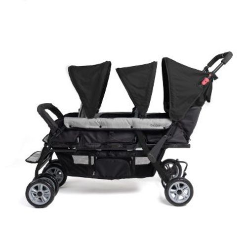 Gaggle by Foundations Compass 3 Seat Stroller, Lightweight Tandem Triple Stroller, Easy Fold, Black