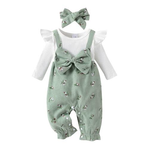 YINGISFITM Newborn Baby Girl Clothes Long Sleeve Romper One Piece Jumpsuit Fall Winter Infant Outfits 0 3 6 9 12 18 Months