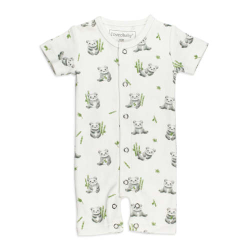 Baby Panda | Organic S/Sleeve Romper 0-3m