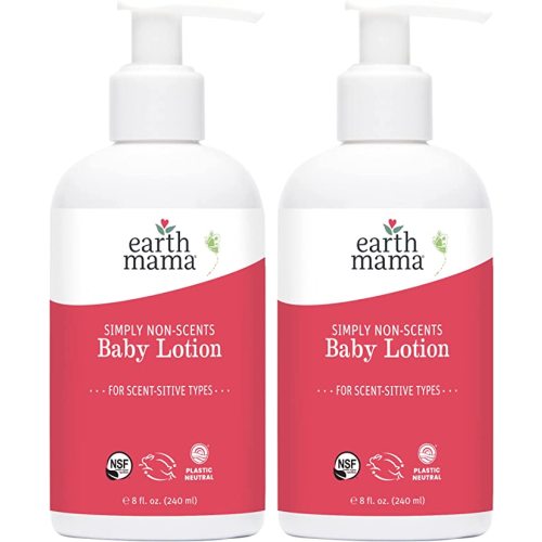 Earth Mama Simply Non-Scents Baby Lotion for Dry Skin, Calendula Cream for Newborn Skin Care, Organic Moisturizer for Children with Aloe Juice, Rooibos, & Shea Butter, Fragrance Free, 8-Fl oz (2-Pk) - Unscented - 8 Fl Oz (Pack of 2)