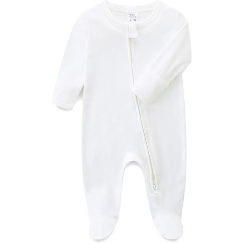 Baby Romper 100% Organic Cotton Pajamas One Piece Long Sleeve Zipper Footie Onesie for 0~12M Baby