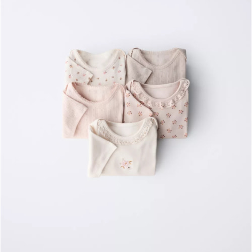 FIVE-PACK OF FLORAL BODYSUITS - Dusty pink | ZARA United States