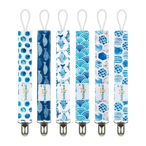 Babygoal Pacifier Clips, 6 Pack Pacifier Holder for Girls and Boys Fits for Most Pacifier Styles & Baby Toys and Baby Gift 6MP12